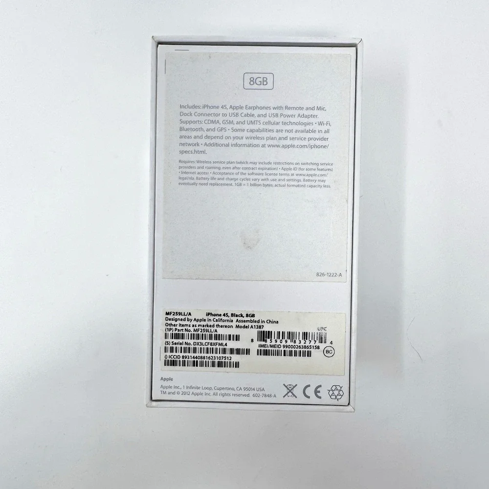 Apple iPhone 4S Black Model A1387 with Box Untested Flaws Pls Read